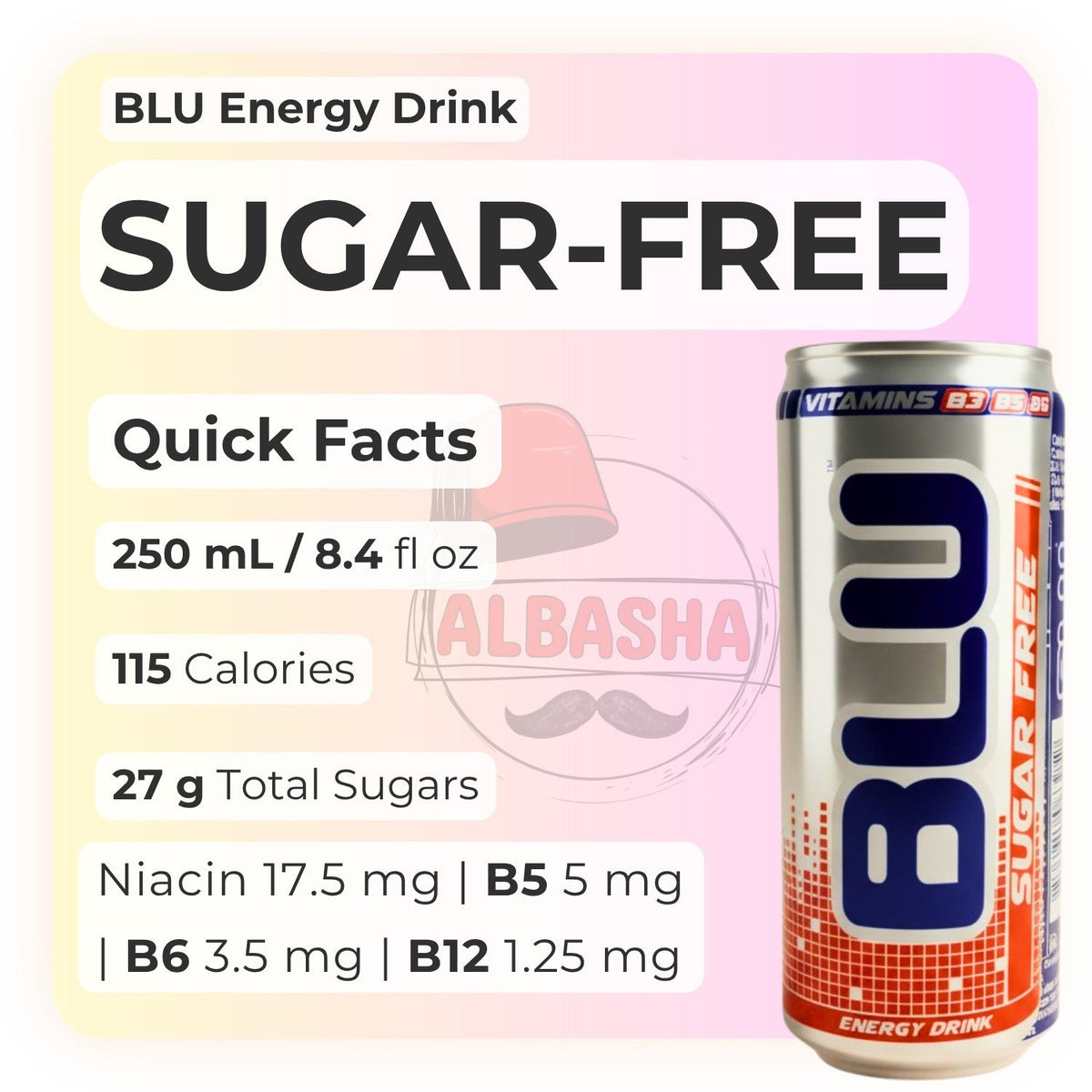 BLU Sugar Free Energy Drink 250ml Can