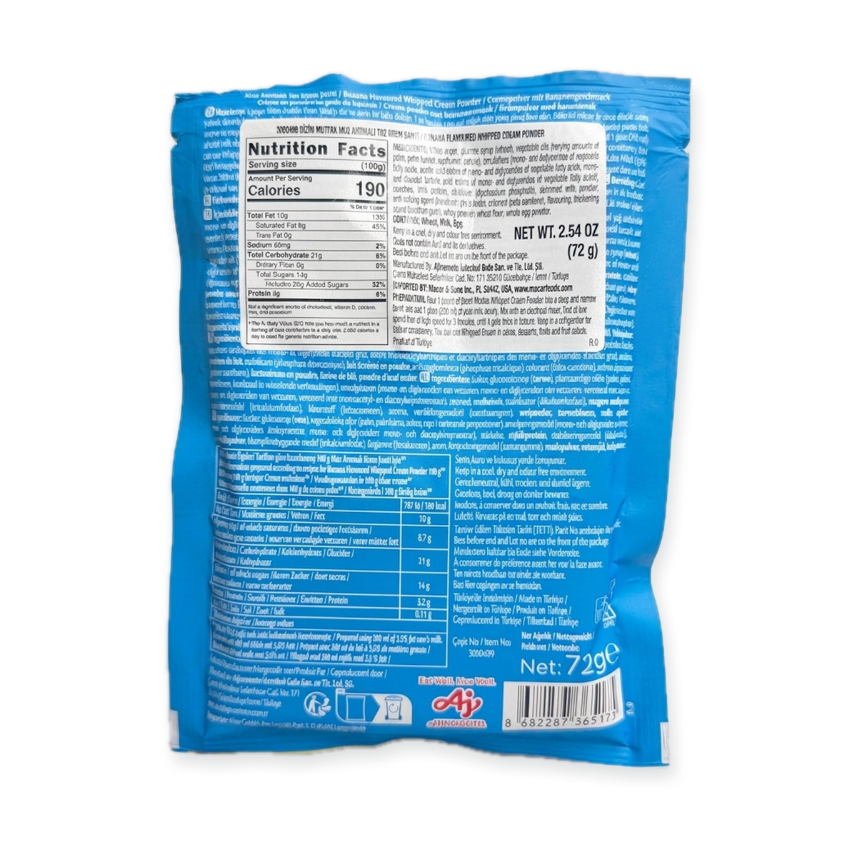 Bizim Mutfak Krem Santi Banana Whipped Cream Powder 72g - Turkish