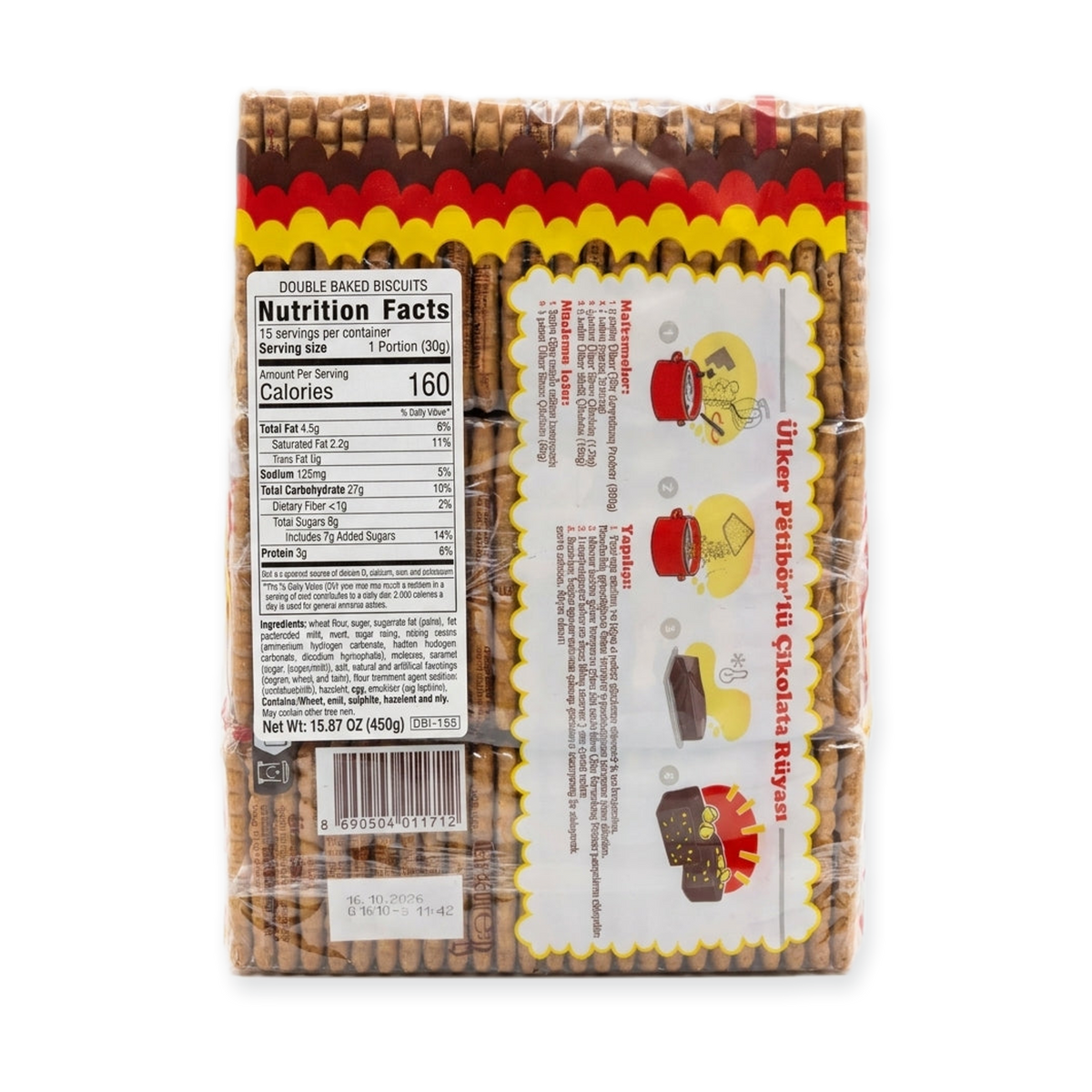 Ülker Çifte Kavrulmuş Pötibör Bisküvi 450g - Double Baked Biscuits