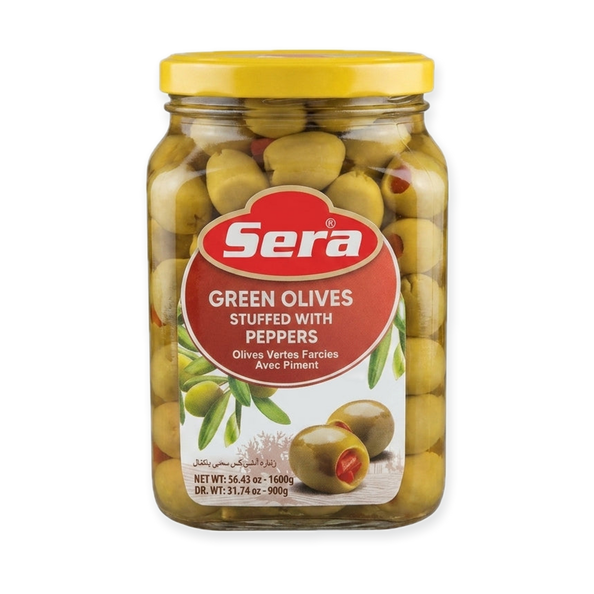 Sera Green Olives Stuffed with Peppers 1600g - Premium Pimiento Olives