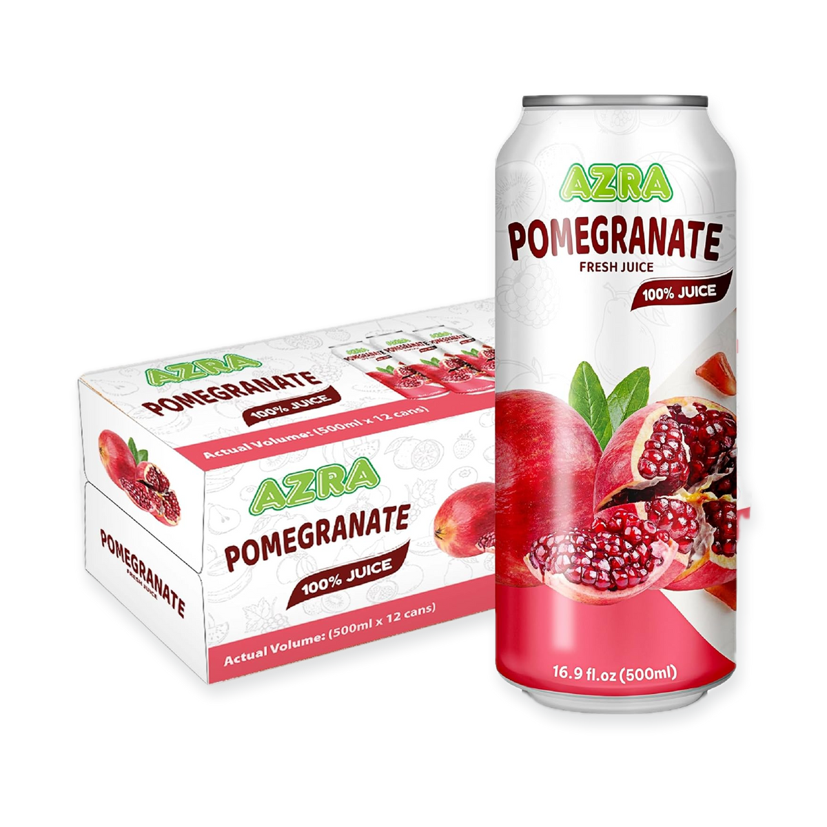 AZRA 100% Juice – 500ml Cans, Zero Sugar Beverages for  Kids & Adults