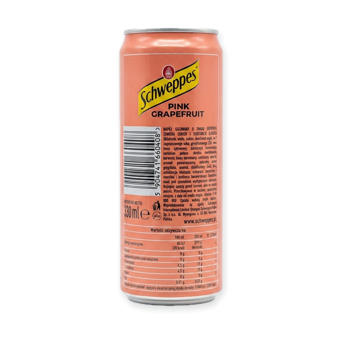 Schweppes Pink Grapefruit 330ml - Refreshing Citrus Sparkling Drink