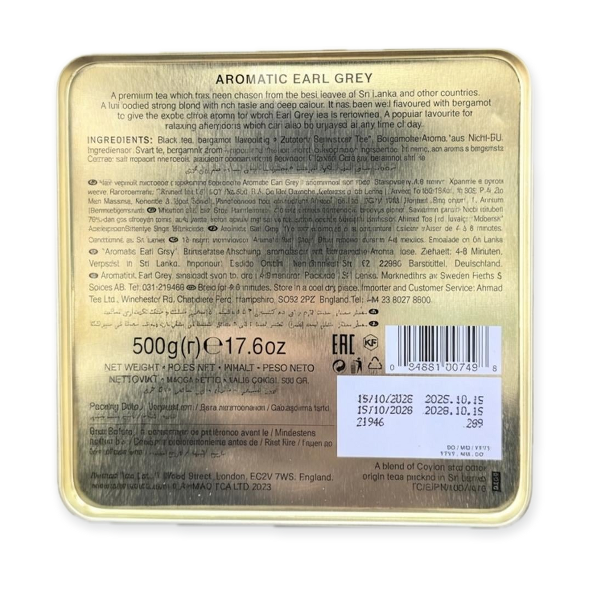 Ahmad Aromatic Earl Grey tea Tin(500g)