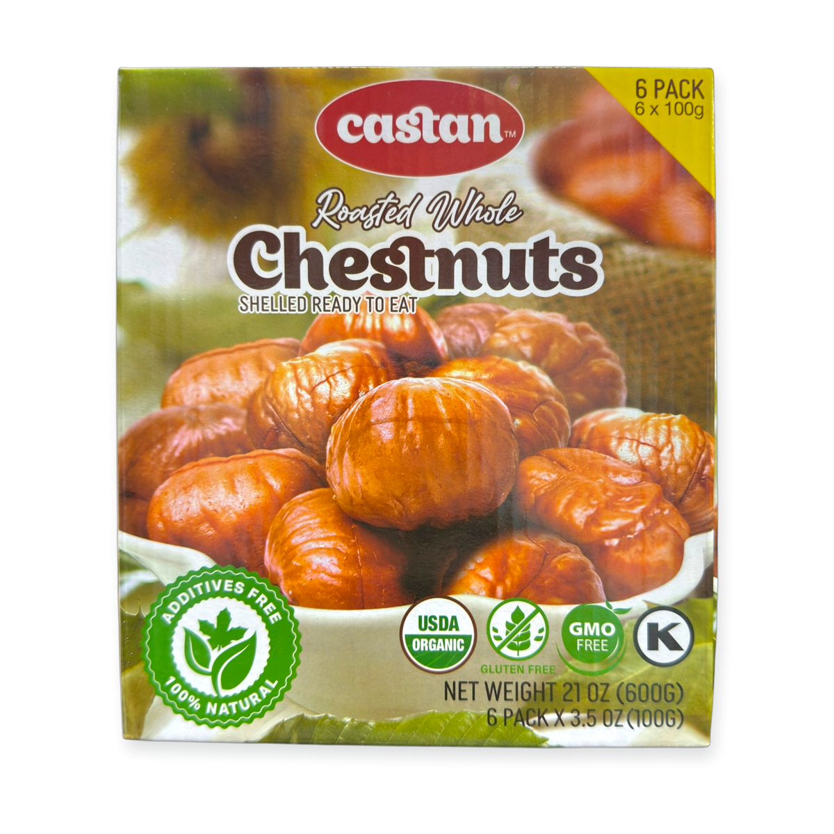 Castan Roasted Whole Chestnuts Snack – 6 Pack