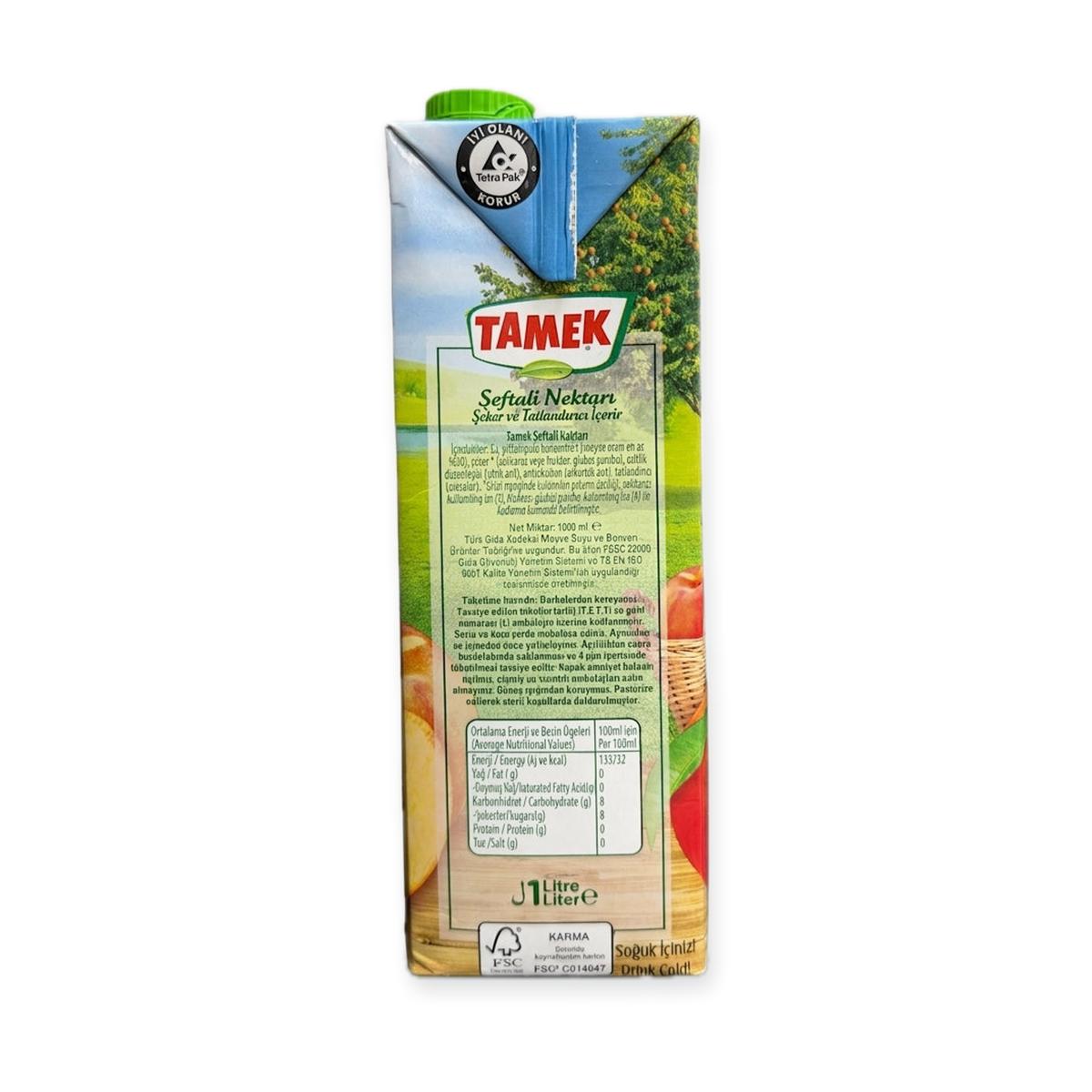 Tamek Peach Nectar 1L - Premium Turkish Fruit Juice Drink