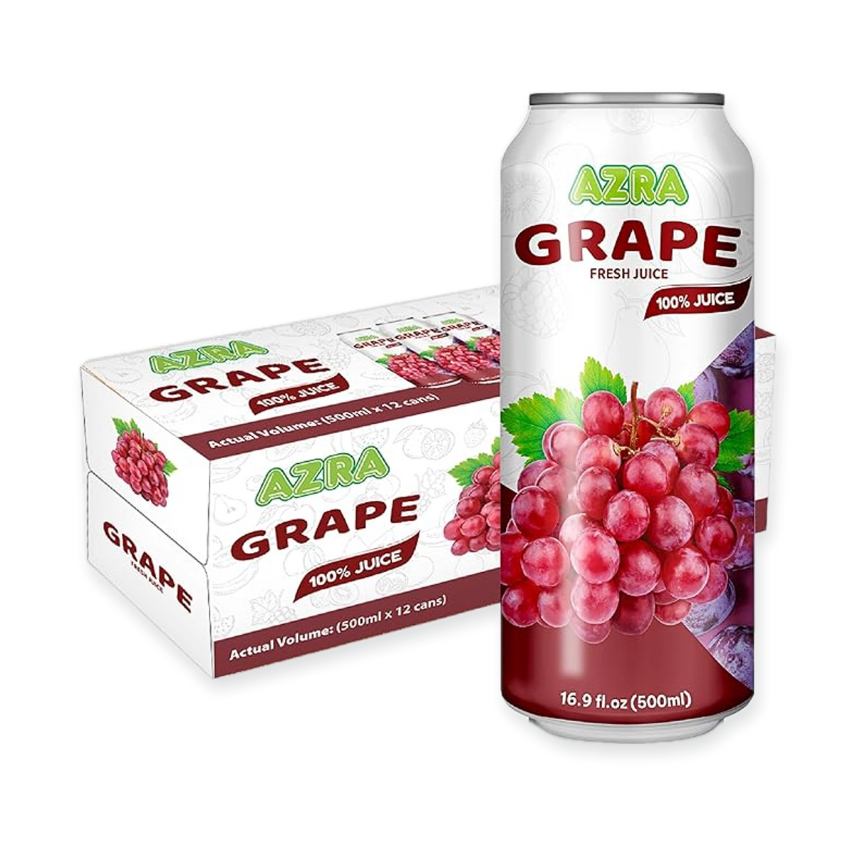 AZRA 100% Juice – 500ml Cans, Zero Sugar Beverages for  Kids & Adults