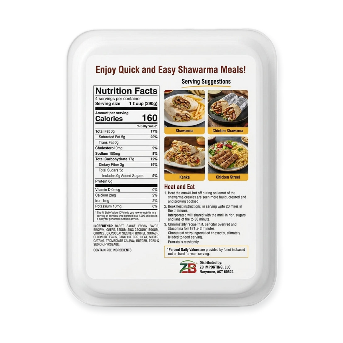 Ziyad Chicken Shawarma 10.4 oz - Ready-to-Heat Middle Eastern Meal