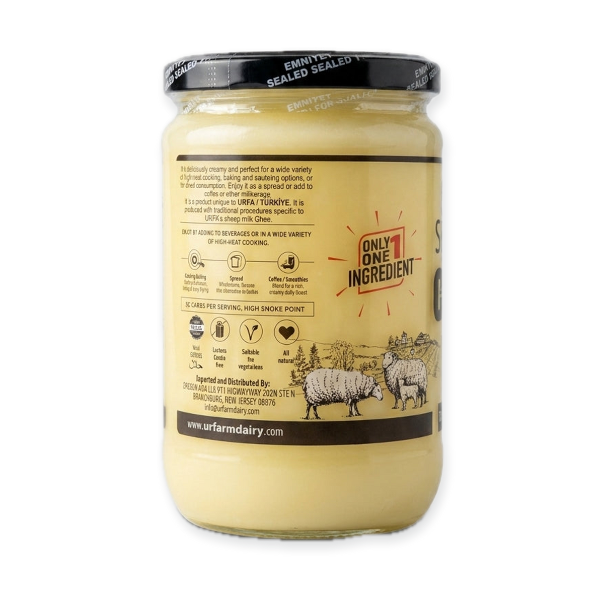 Urfarm Ancient Urfa Sheep Ghee 1 lb 4.46 oz - Grass-Fed Premium