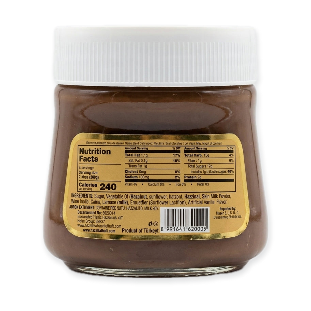 Nuga Hazelnut Spread with Cacao 12 oz - Turkish Chocolate Spread