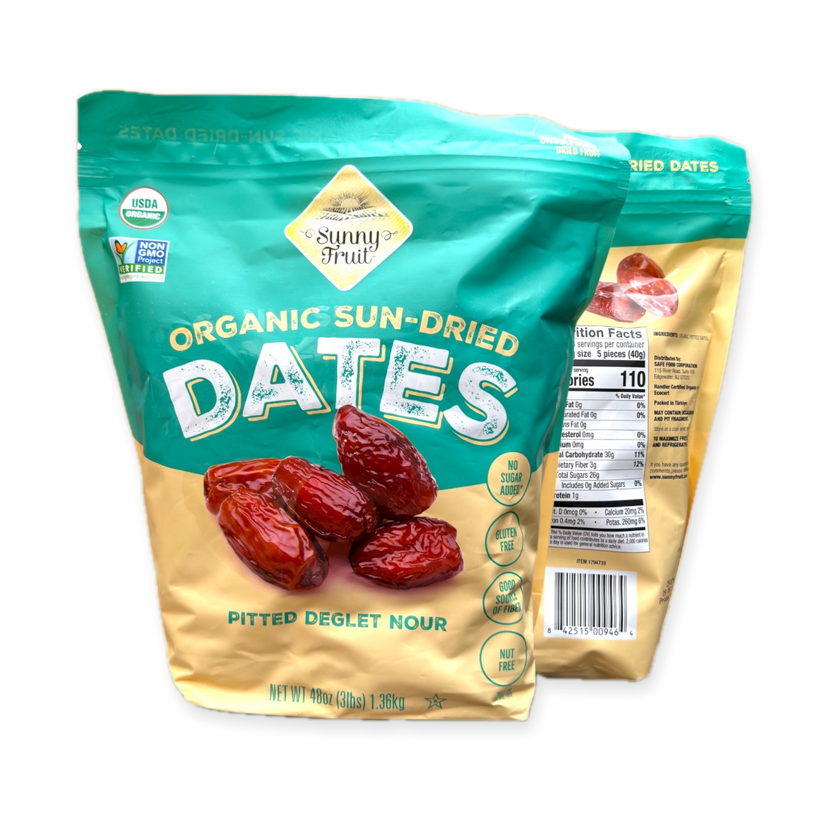 Sunny Fruit Organic Pitted Deglet Nour Dates – 48 Oz