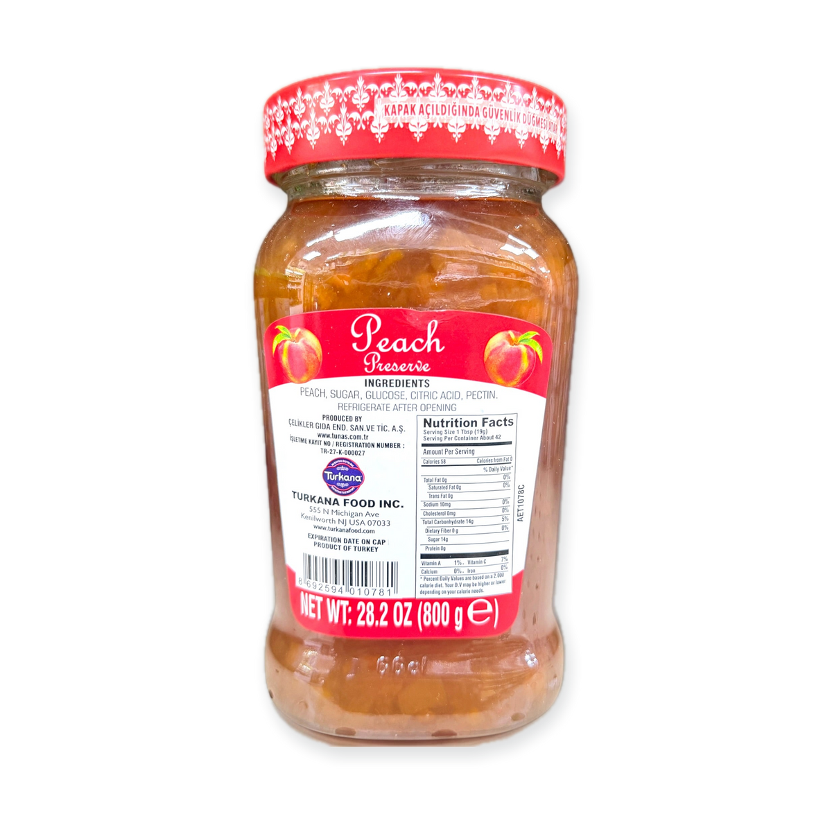 Tunas Peach Preserve 800g - Turkish jam
