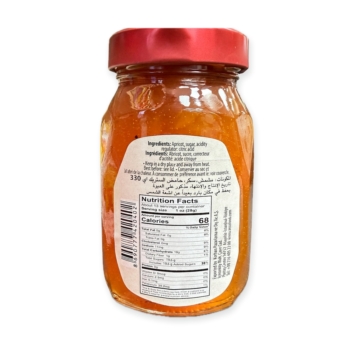 Sera Apricot Jam 13oz (370g) - Natural Non-GMO Fruit Spread