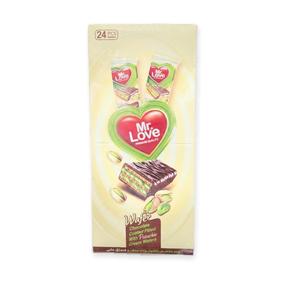 Wafer - Chocolate Pistachio Cream by Mr. Love box of 24 (400g)