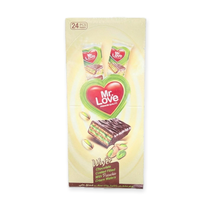 Wafer - Chocolate Pistachio Cream by Mr. Love box of 24 (400g)