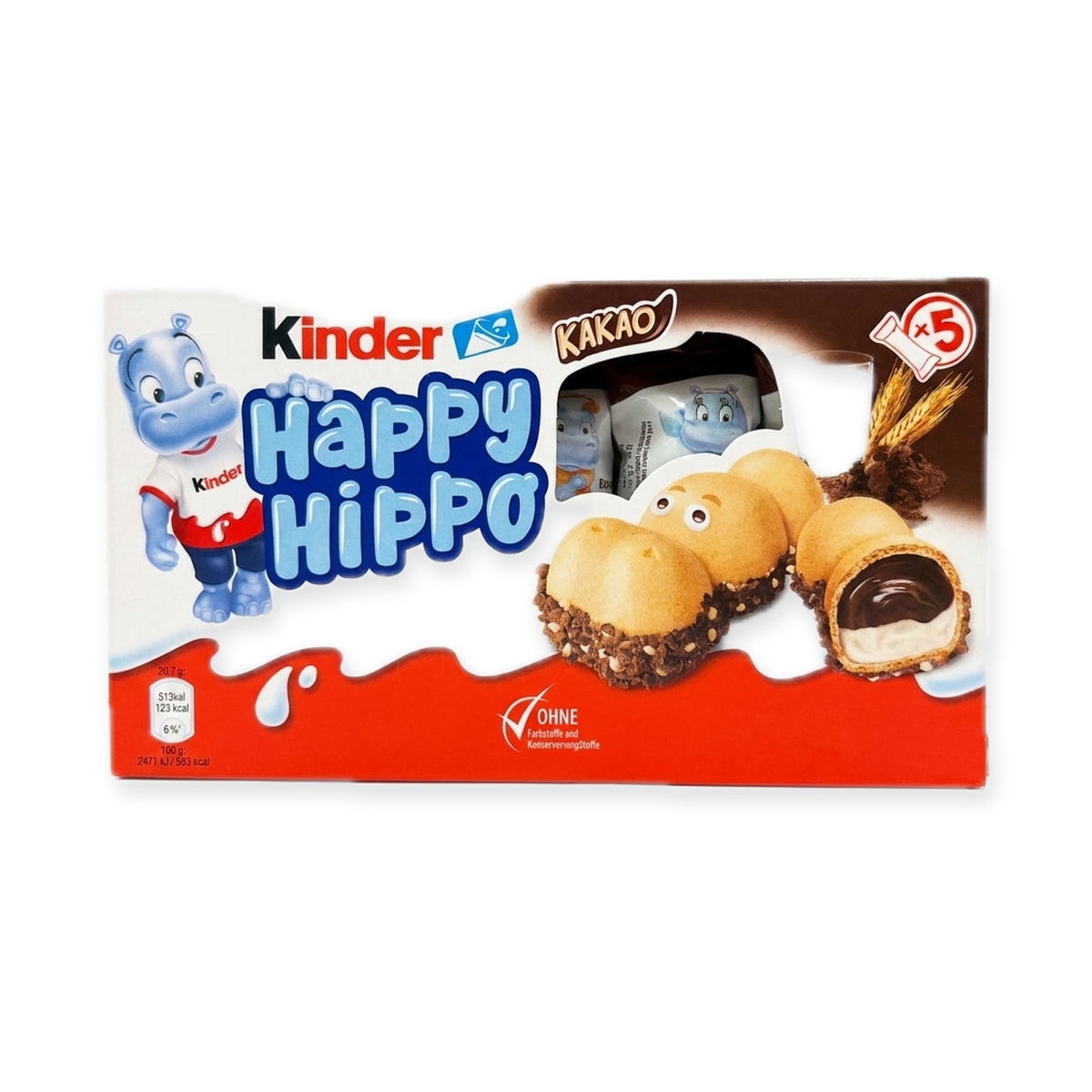 Kinder Happy Hippo Kakao 103.5g (5 Pack) - Chocolate Hazelnut Wafer