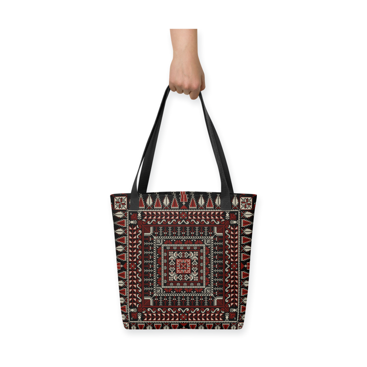 Spacious Tote Bag – Black Art Pattern