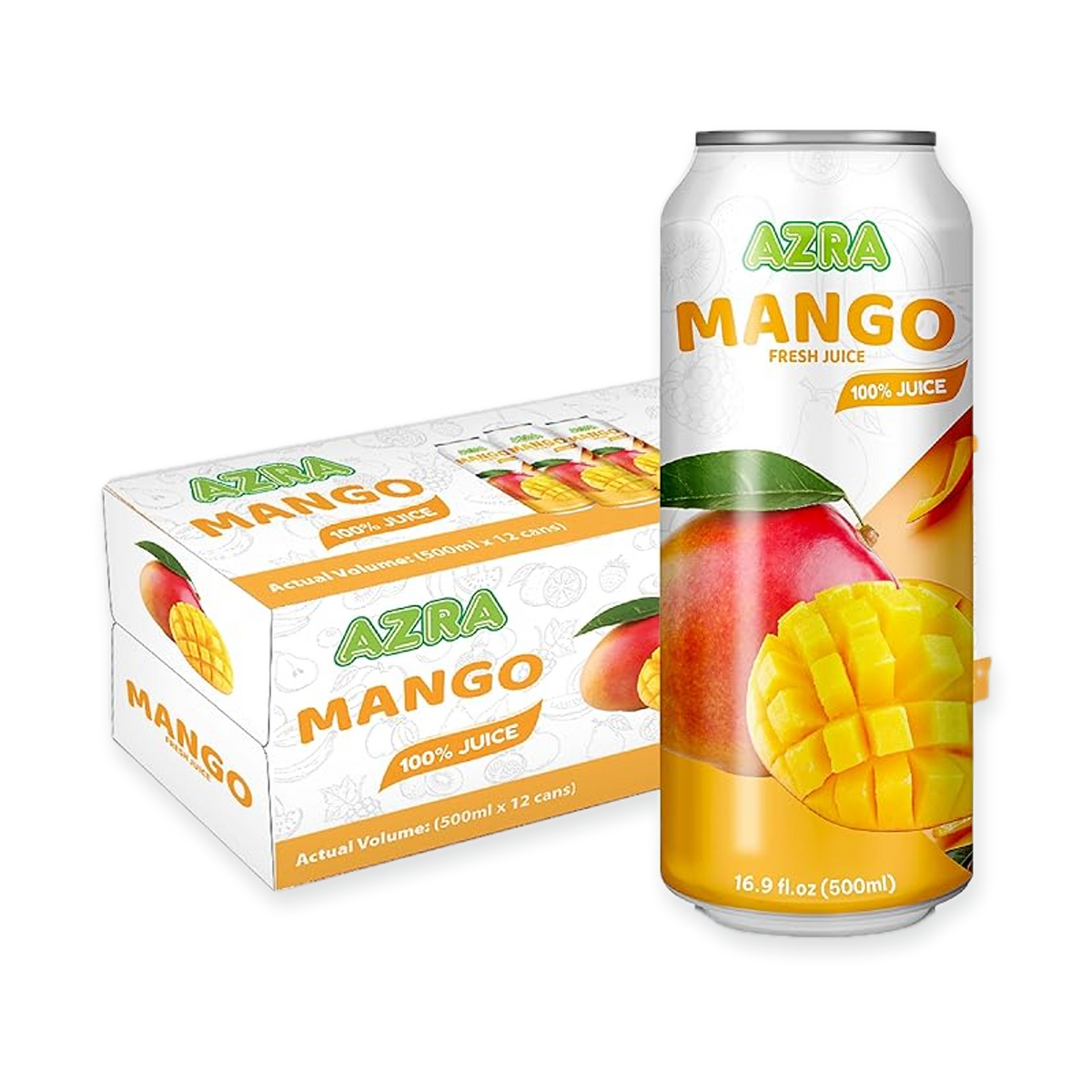 AZRA 100% Juice – 500ml Cans, Zero Sugar Beverages for  Kids & Adults