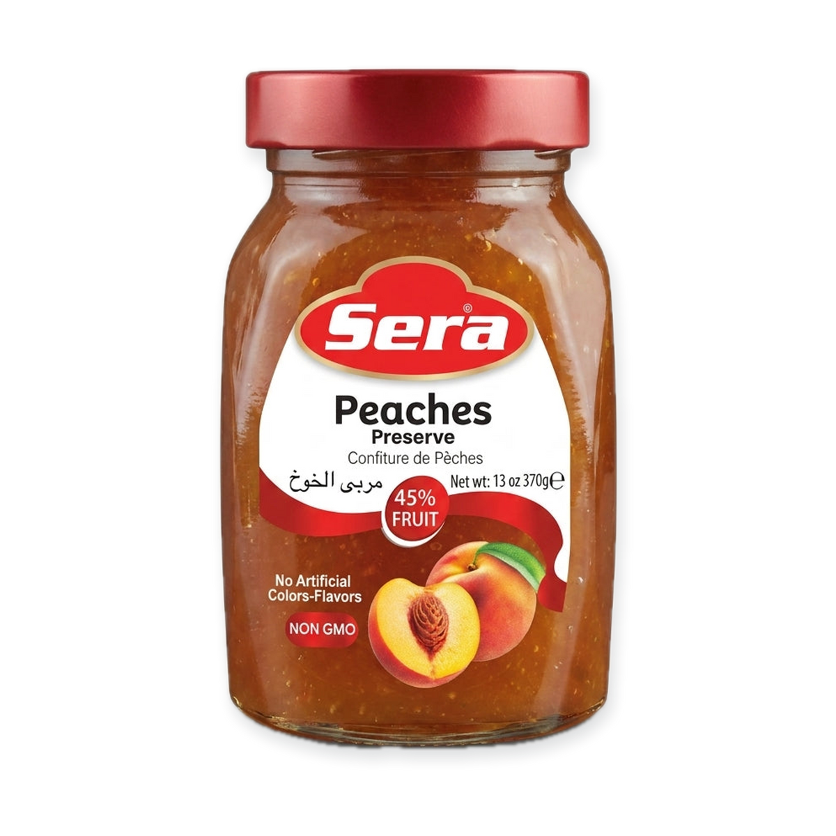Sera Peaches Preserve 13 oz - 45% Fruit Non-GMO Spread