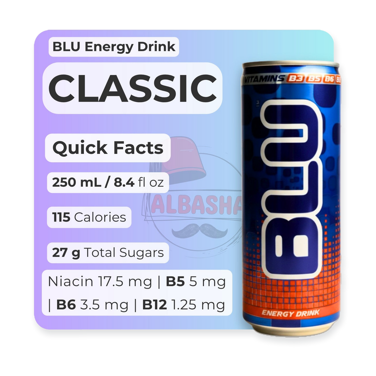 BLU DAY Refreshing  Classic Energy Drink 250ml Can