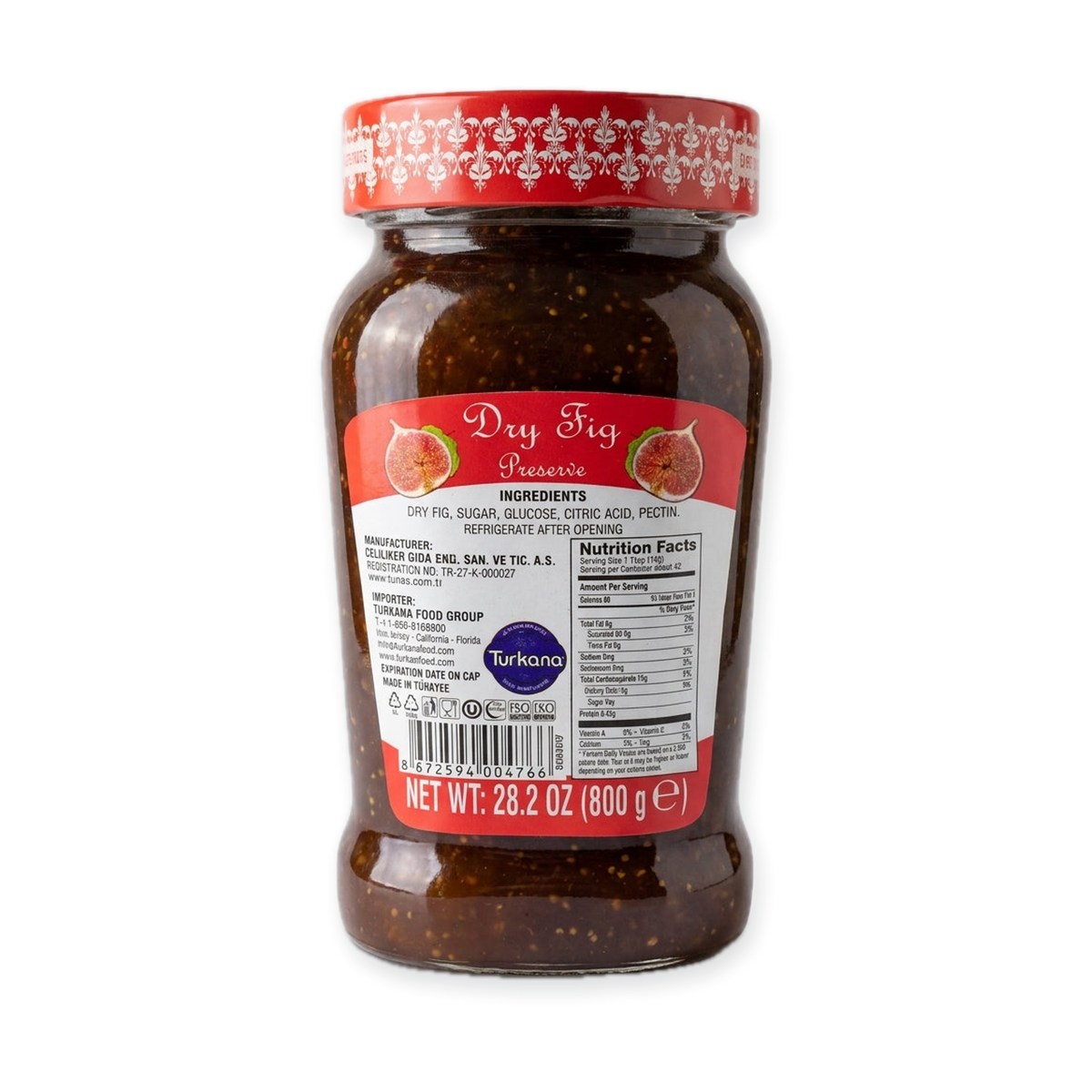 Tunas Dry Fig Preserve 28.2 oz - Turkish Fruit Spread