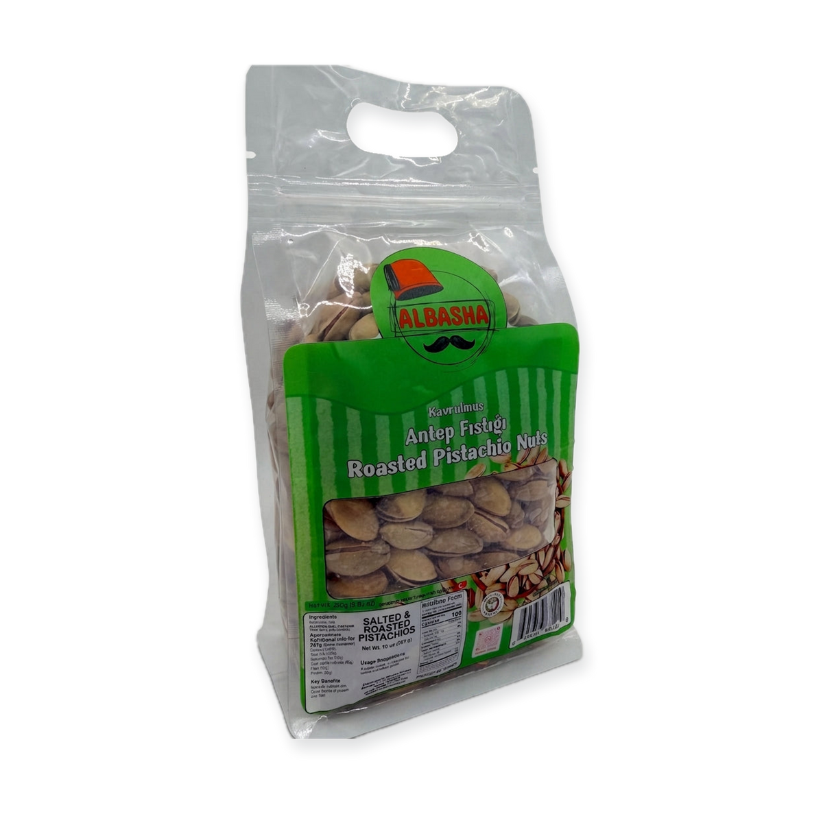 AlBasha Roasted Pistachio Nuts 10 oz - Salted & Roasted Antep