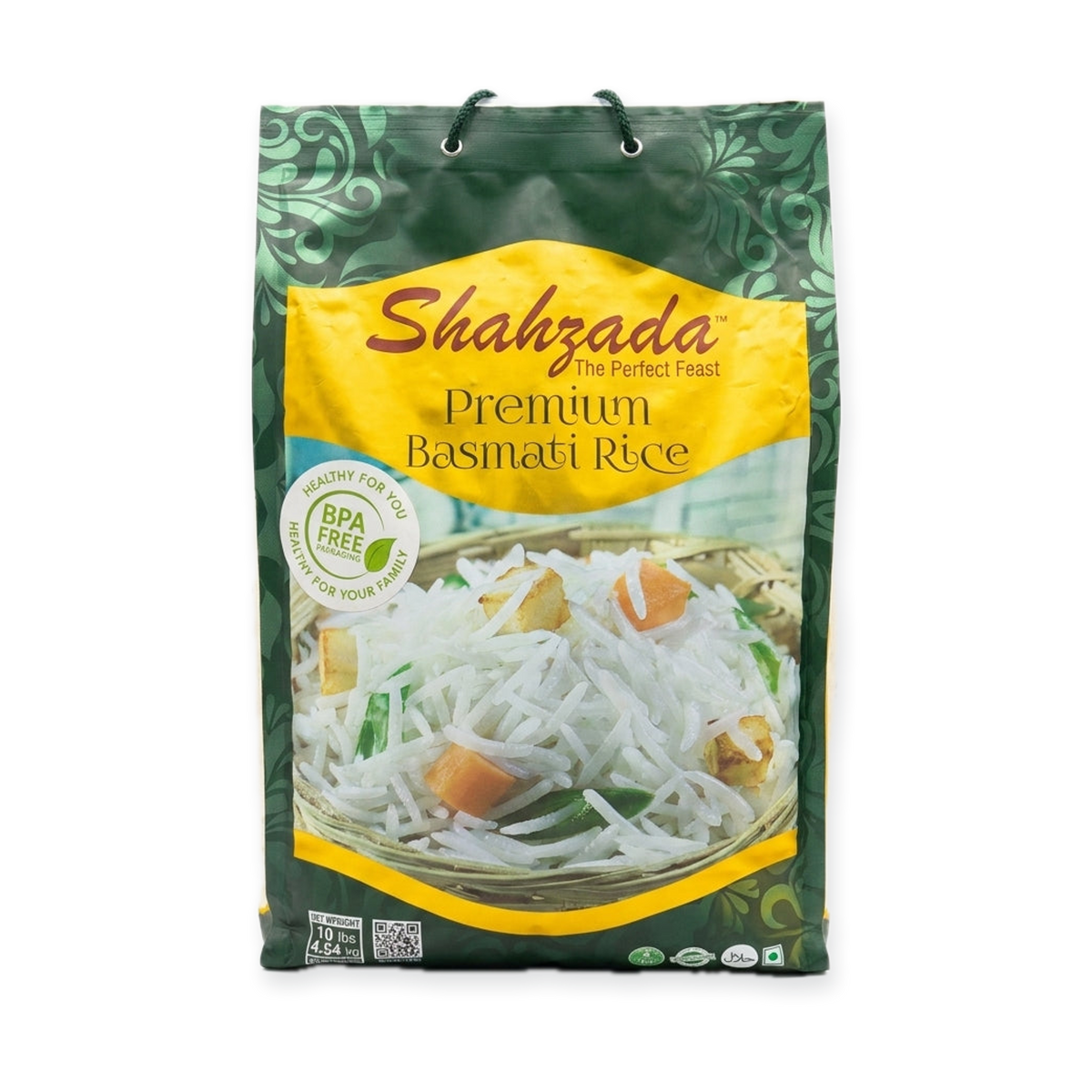 Shahzada Premium Basmati Rice 10 lbs - BPA Free Packaging
