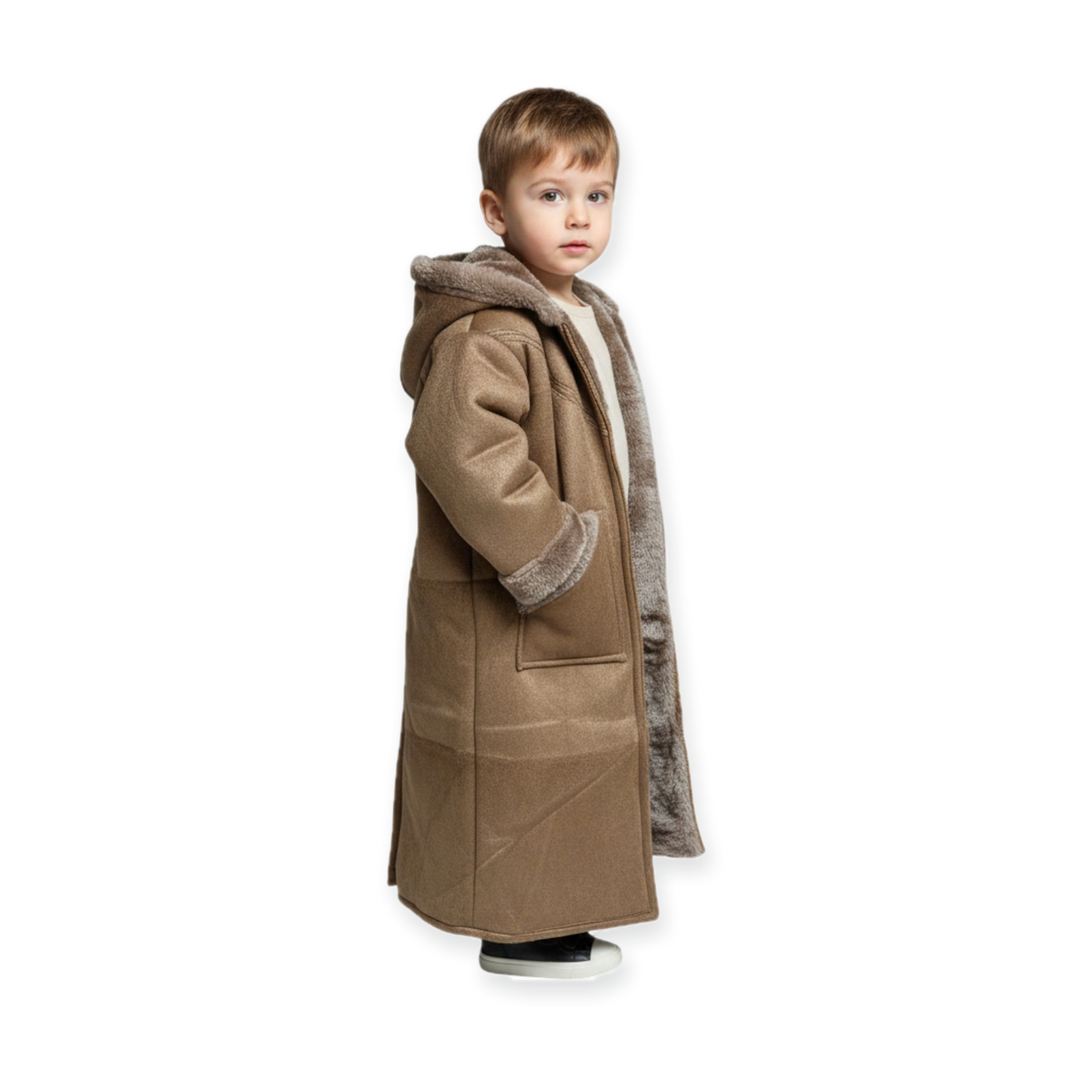 Kids Winter Fur Coat – Hooded & Stylish for 3-4 Year Olds, Warm Faux Fur Outerwear