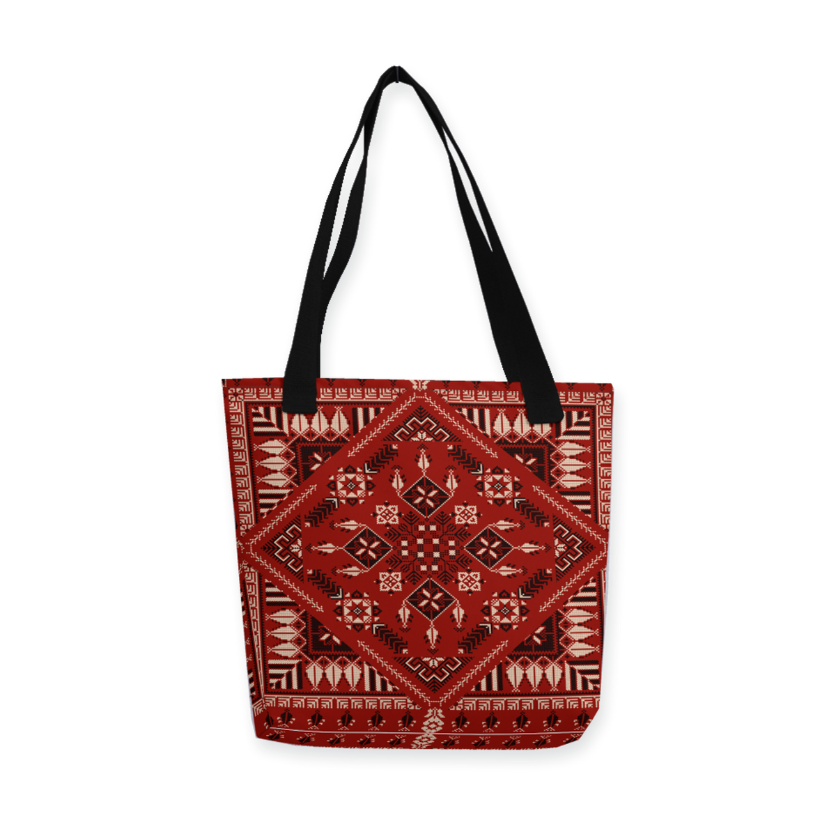 Spacious Tote Bag – Vibrant Red Art Pattern