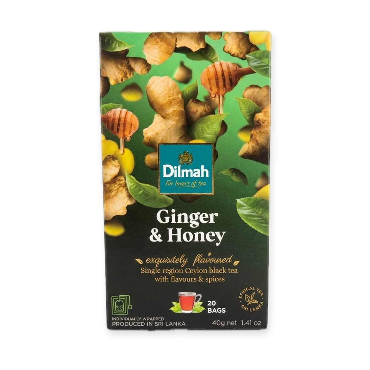 Dilmah Ginger & Honey Tea 40g - Ceylon Black Tea with Natural Spices