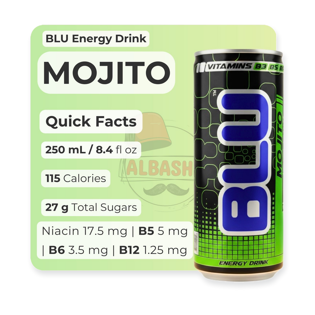 BLU Mojito Energy Drink 250ml Can