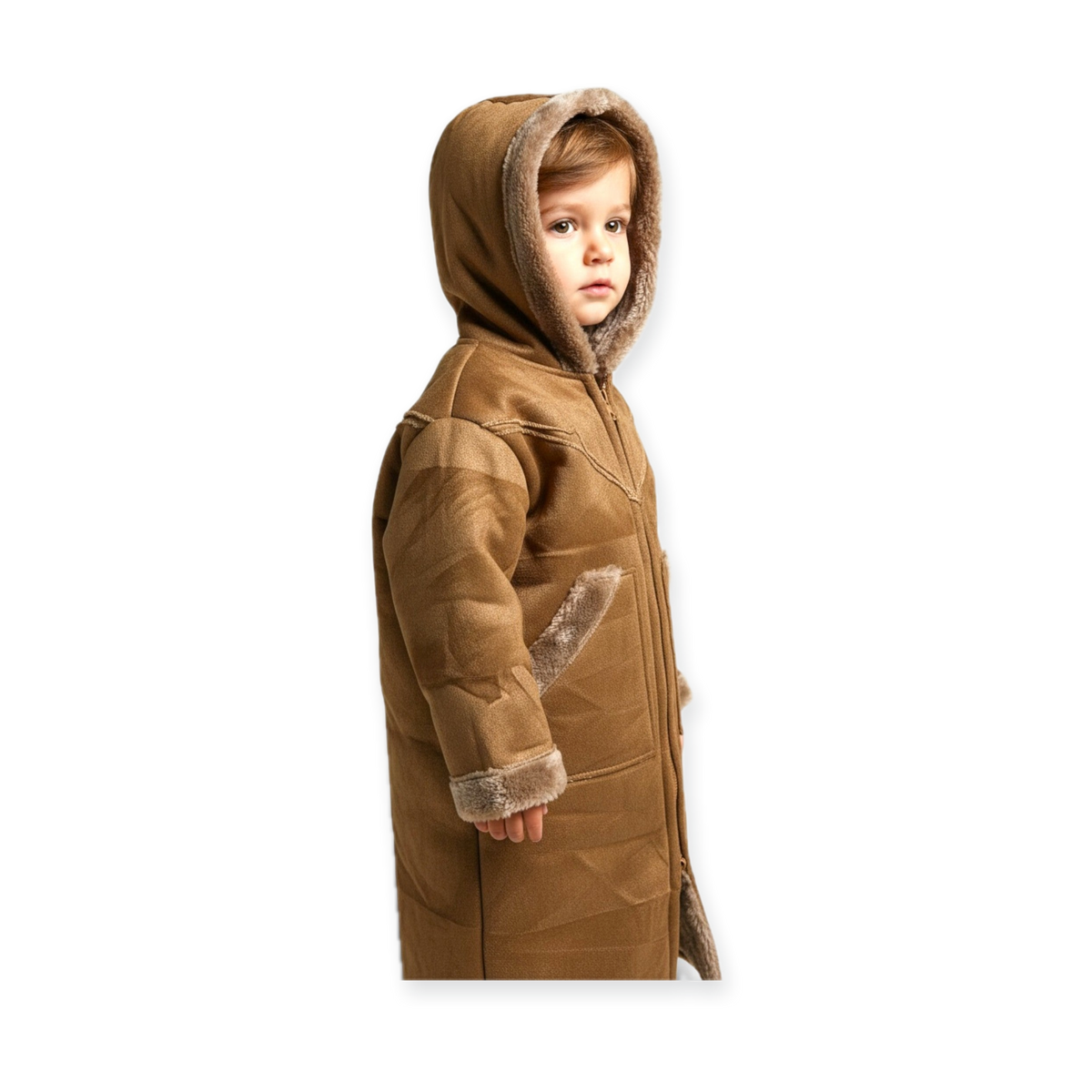 Cozy Kids Hooded Fur Coat – 2-3y Old, Soft Warm Material, Durable & Easy to Wear