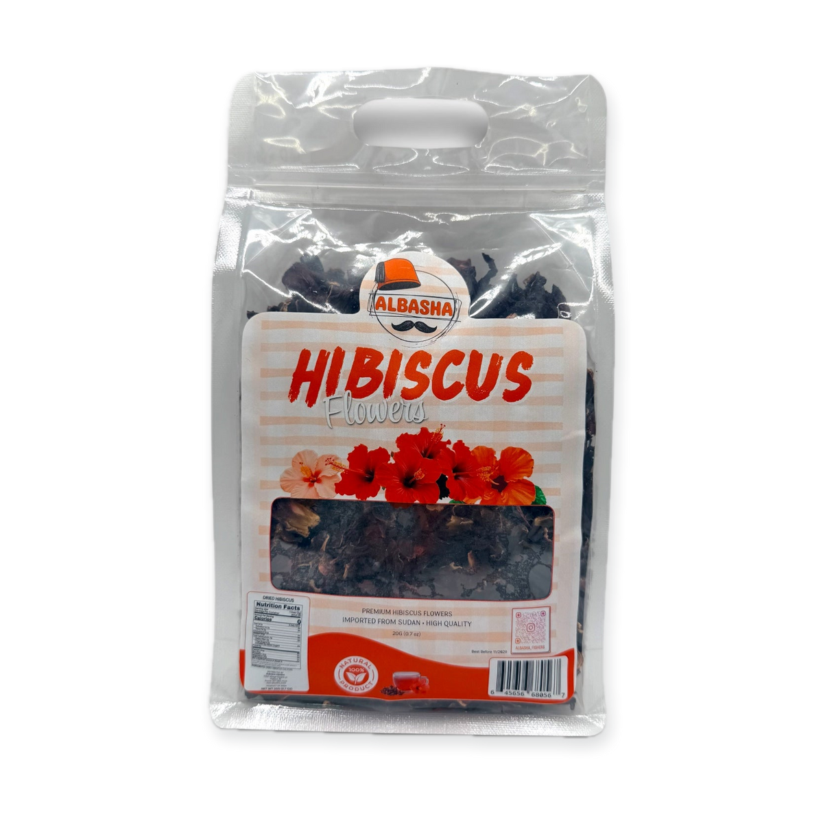 AlBasha Hibiscus Flowers 30g - Premium Sudanese Dried Herbal Tea