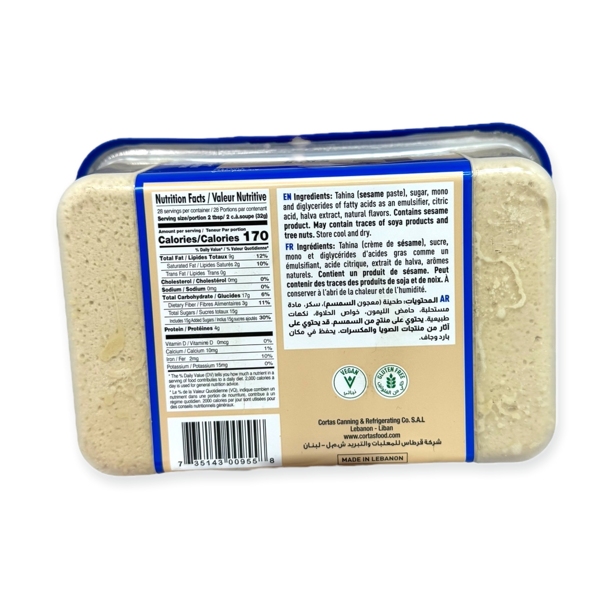 Cortas 907g Plain Halva Dessert
