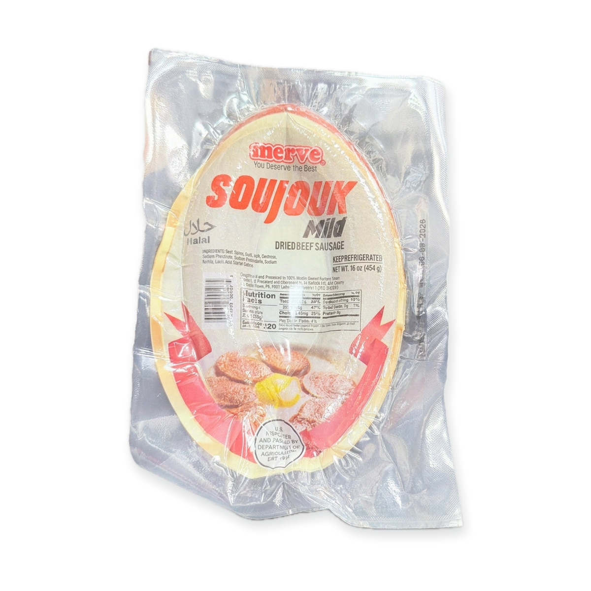 Merve Soujouk Mild Dried Beef Sausage 16 oz - Halal Turkish Sujuk