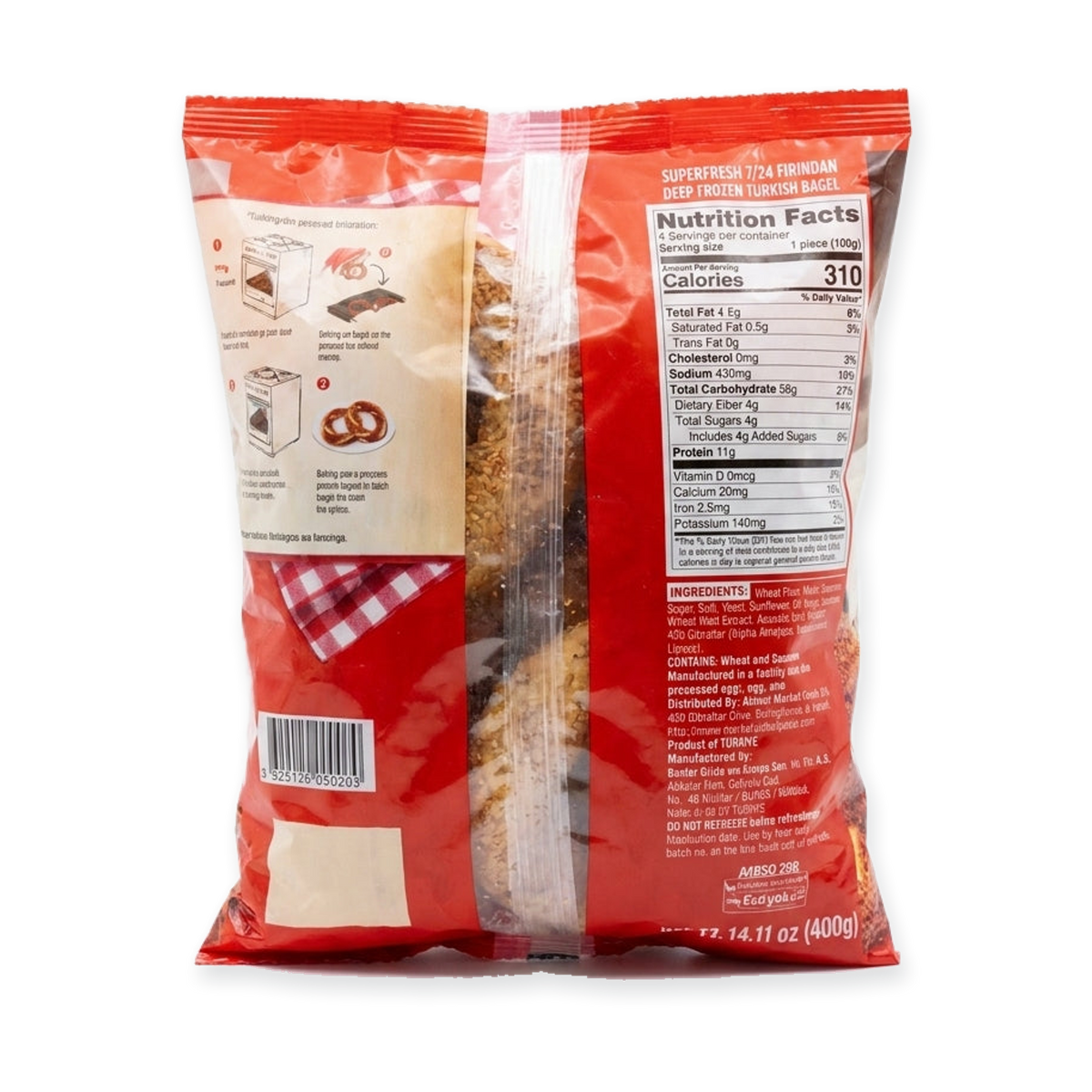 SuperFresh 7/24 Firindan Turkish Bagel Simit 14.11 oz - Sesame Coated