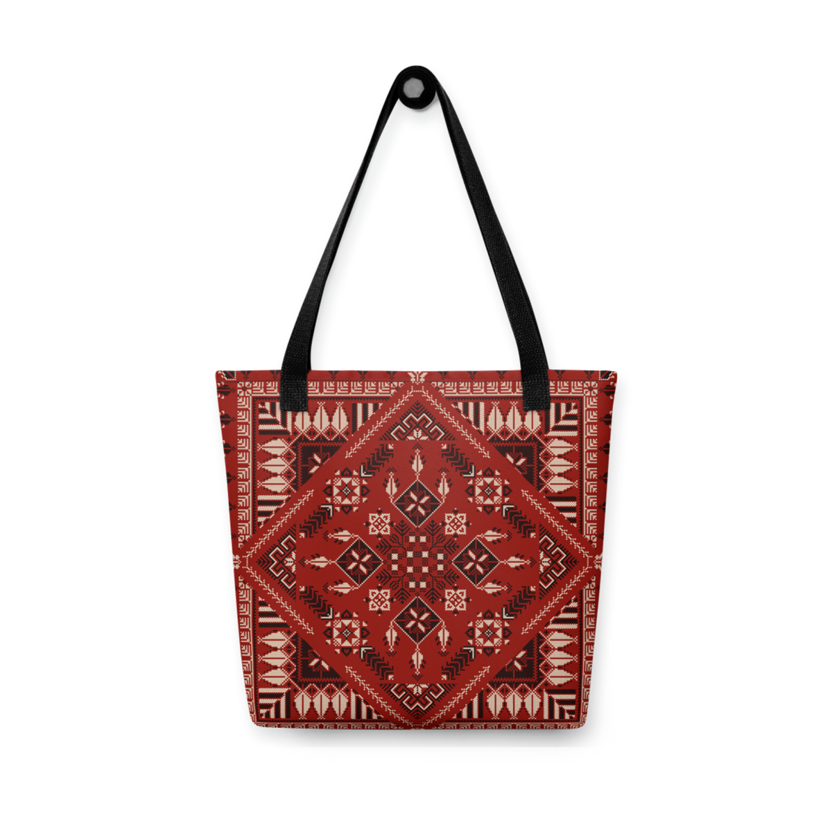 Spacious Tote Bag – Vibrant Red Art Pattern