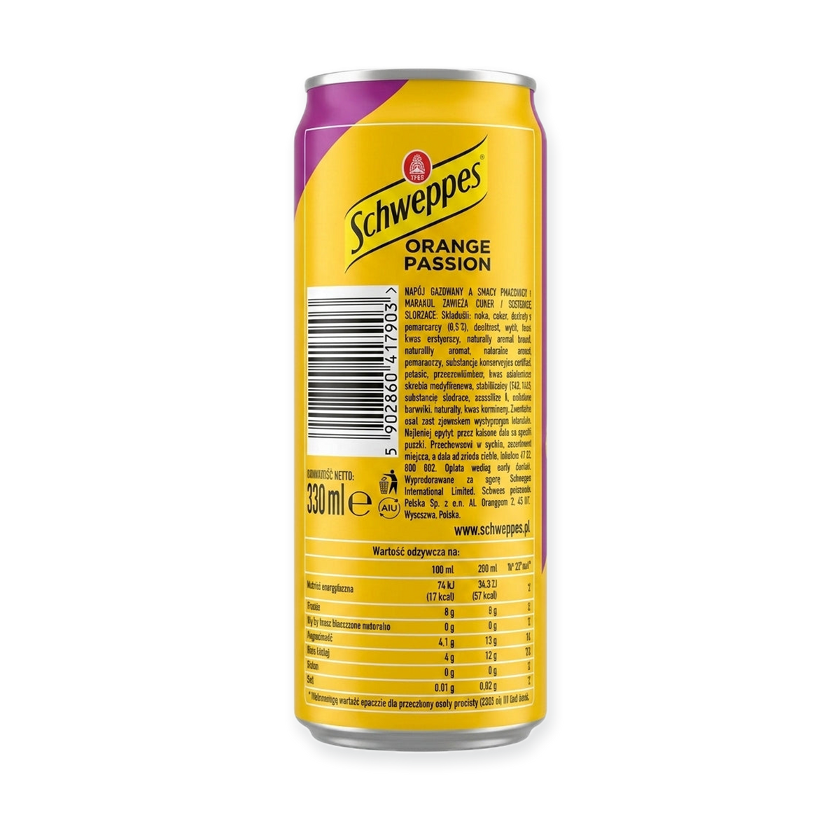 Schweppes Orange Passion 330ml - Sparkling Fruit Drink