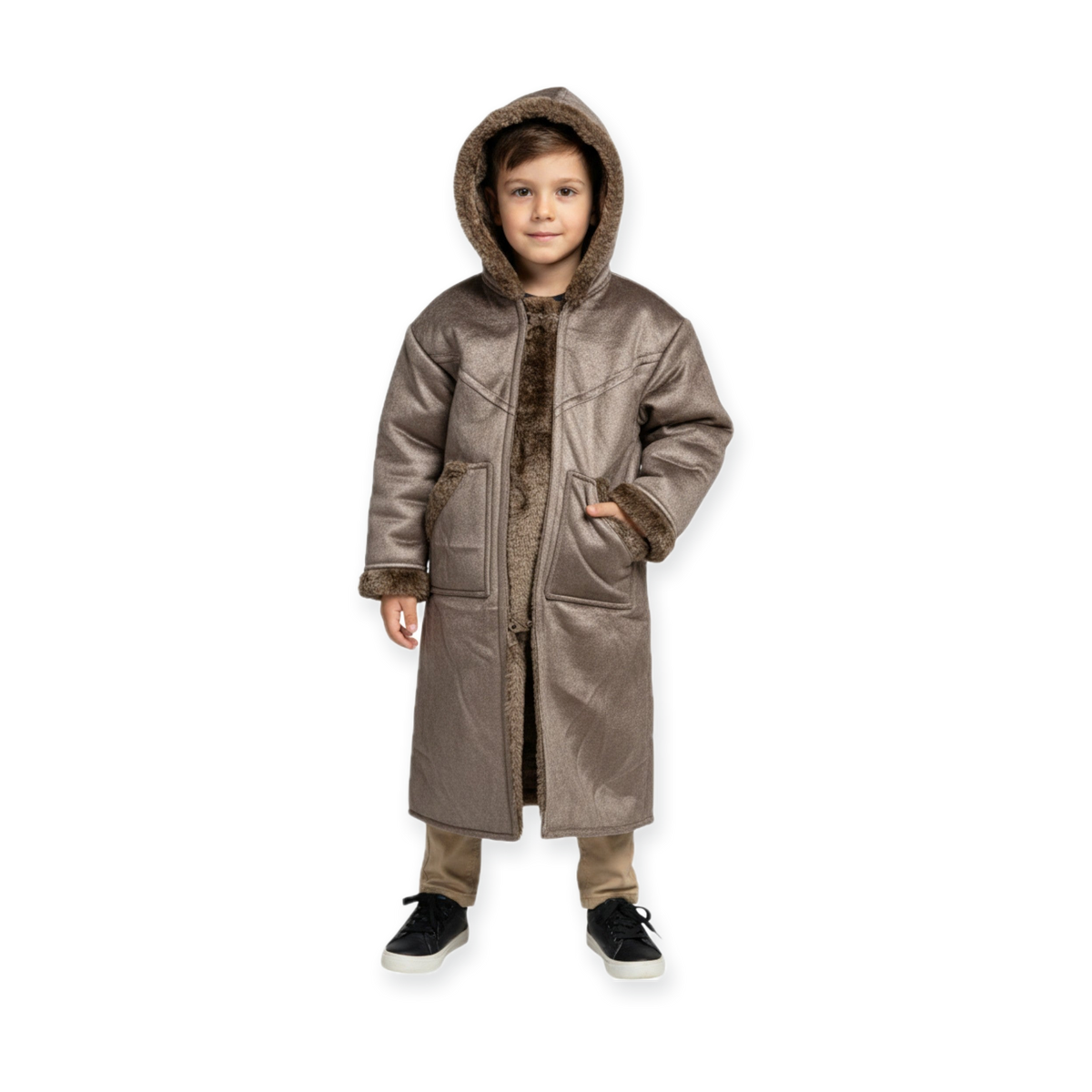 Kids Winter Fur Coat – Hooded & Stylish for 3-4 Year Olds, Warm Faux Fur Outerwear