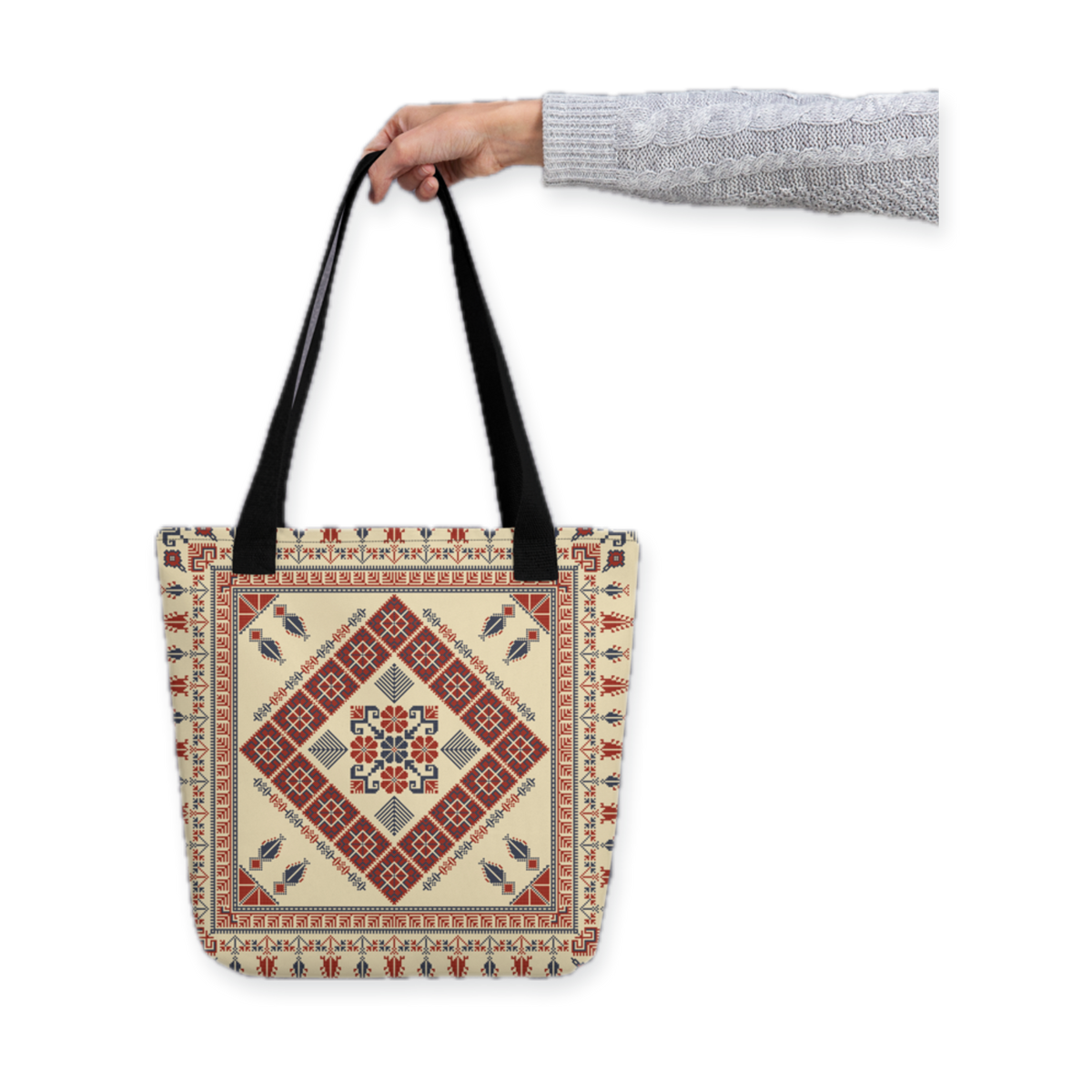 Trendy Tote Bag – Art Pattern, 15" x 15"