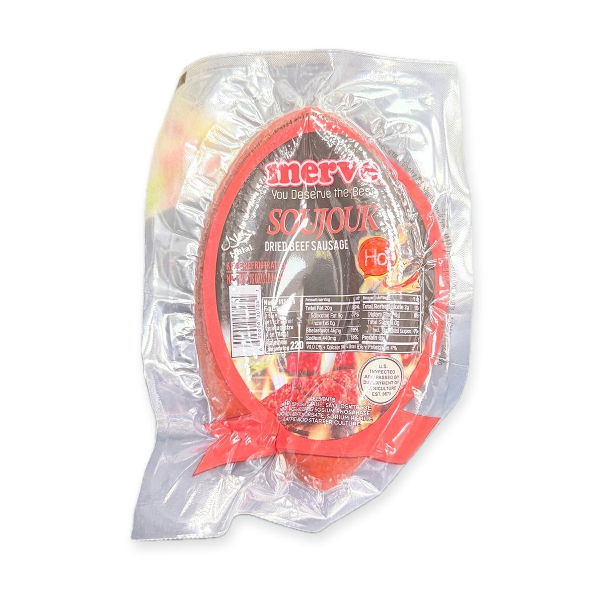 Merve Soujouk Hot 220g - Premium Dried Beef Sausage