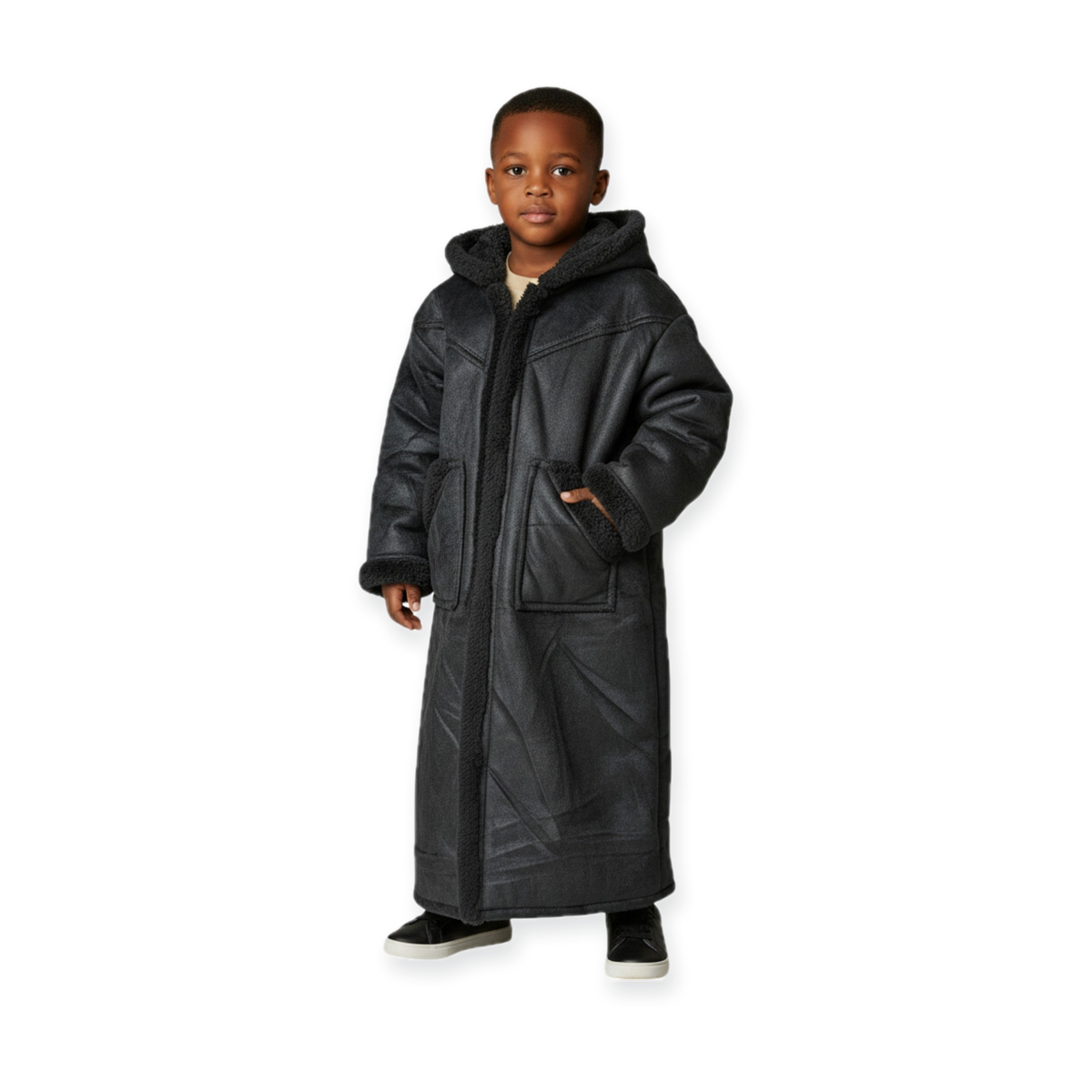 Kids Winter Fur Coat – Hooded & Stylish for 3-4 Year Olds, Warm Faux Fur Outerwear