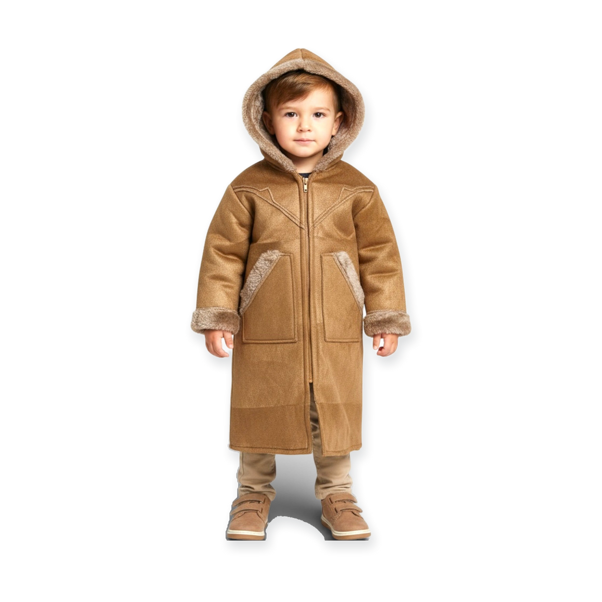 Cozy Kids Hooded Fur Coat – 2-3y Old, Soft Warm Material, Durable & Easy to Wear