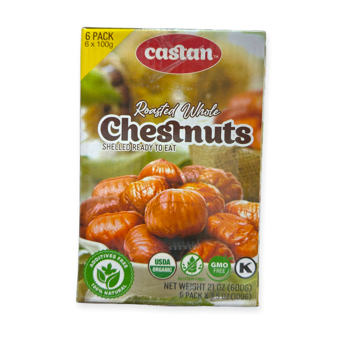Castan Roasted Whole Chestnuts Snack – 6 Pack