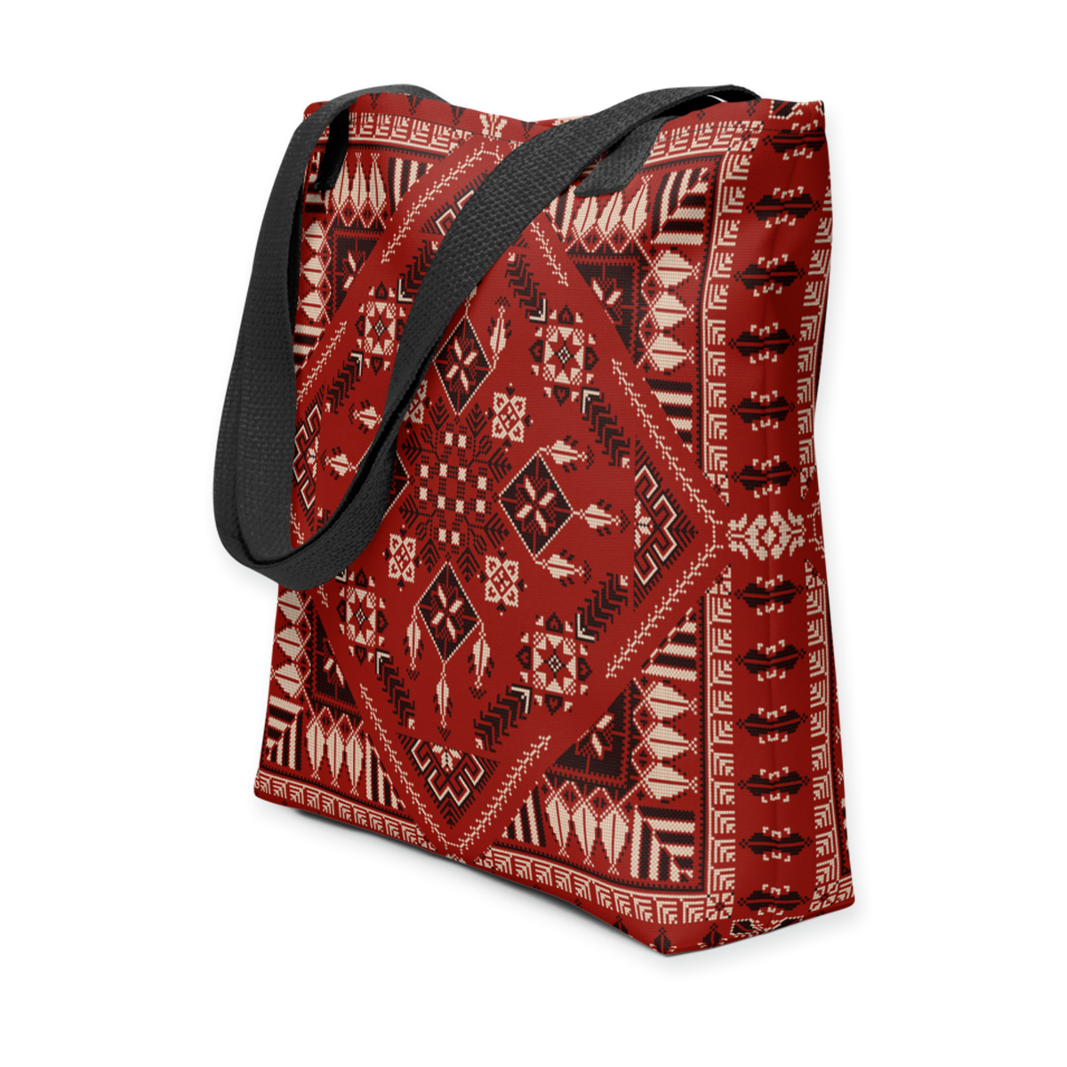 Spacious Tote Bag – Vibrant Red Art Pattern