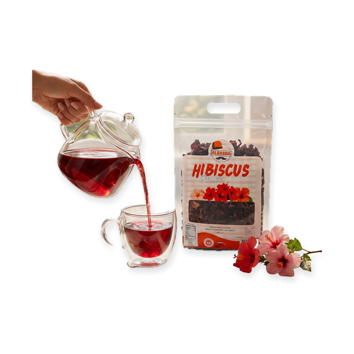 AlBasha Hibiscus Flowers 30g - Premium Sudanese Dried Herbal Tea