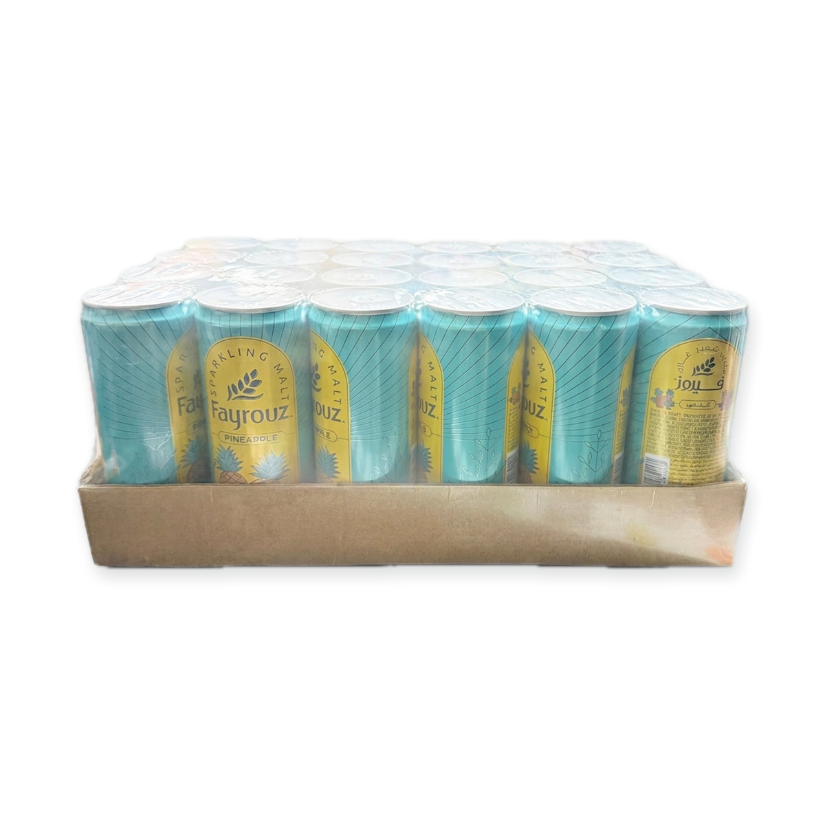 Fayrouz Sparkling Malt Pineapple 24-Pack - Non-Alcoholic Beverage