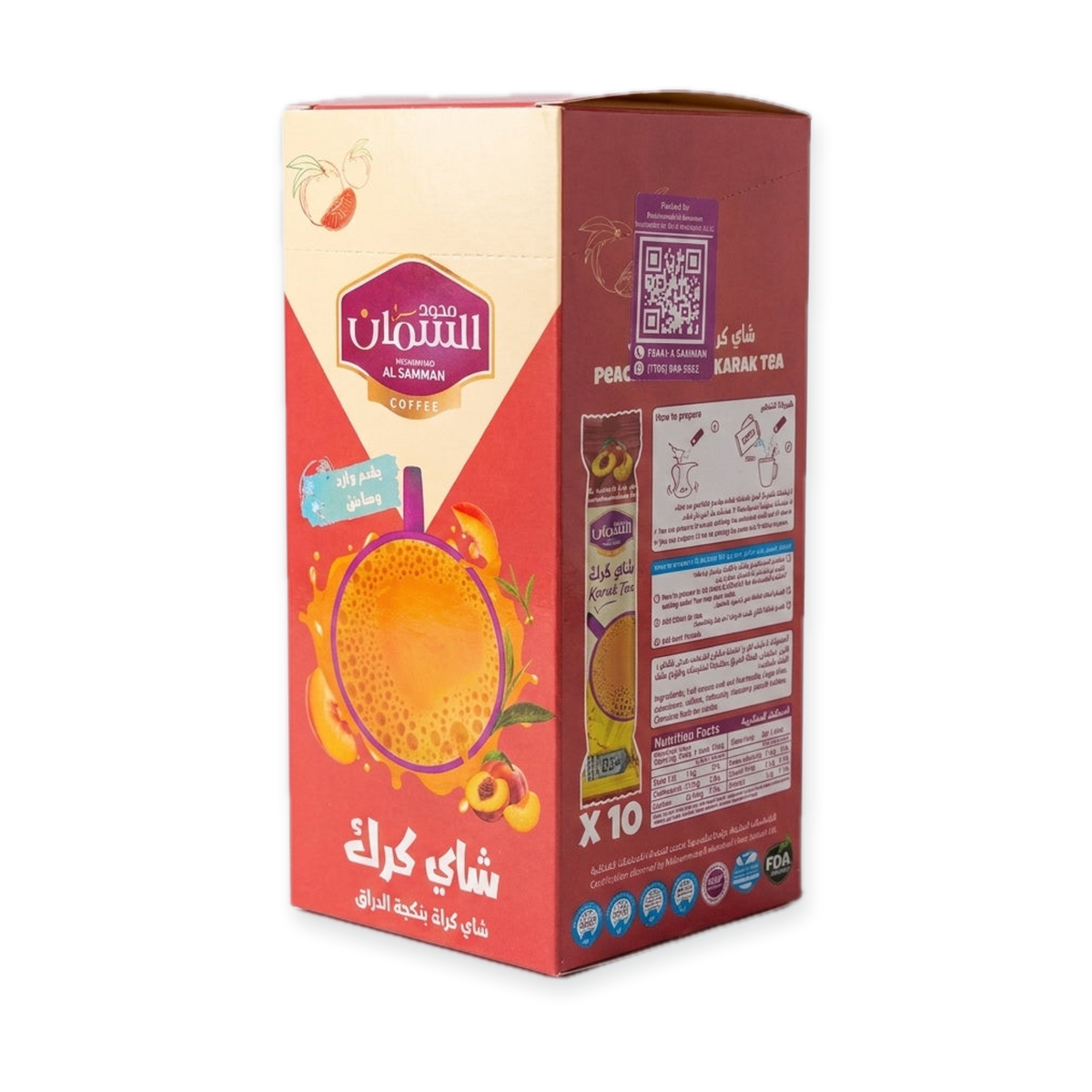 Mohammad Al Samman Peach Karak Tea 10 Sachets - Premium Flavored Tea