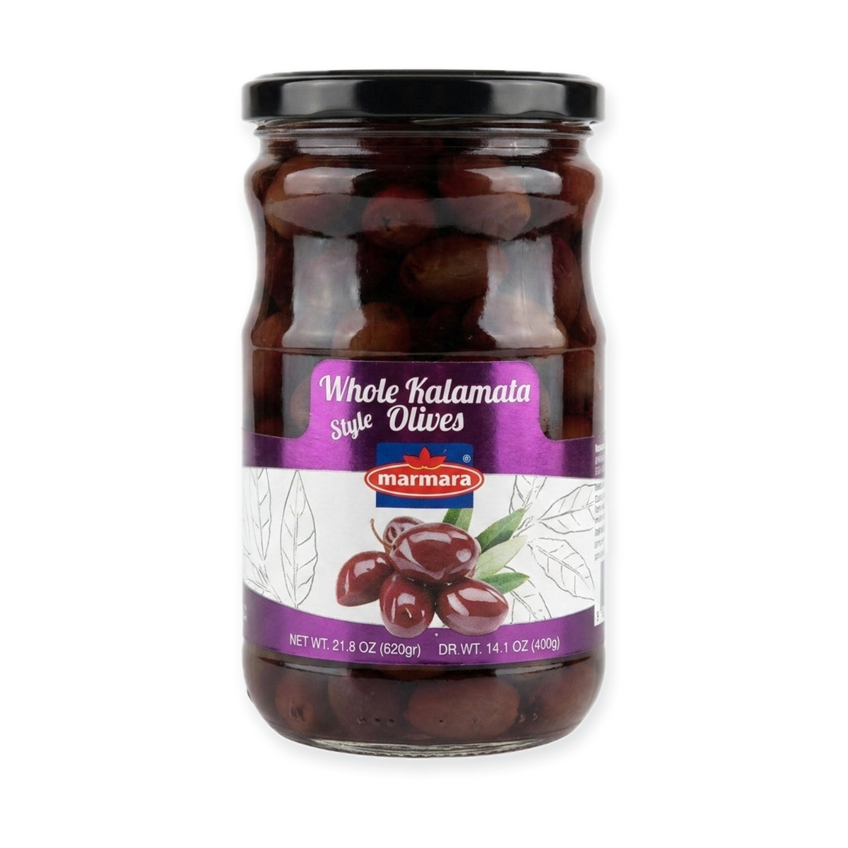 Marmara Whole Kalamata Style Olives 21.8 oz - Premium Greek-Style