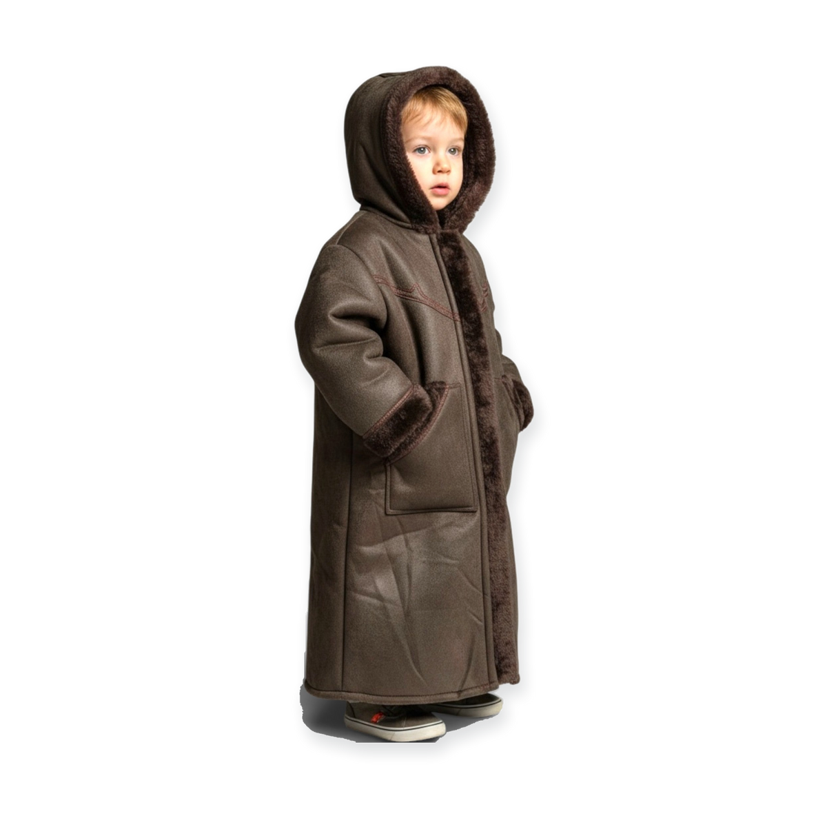 Cozy Kids Hooded Fur Coat – 2-3y Old, Soft Warm Material, Durable & Easy to Wear