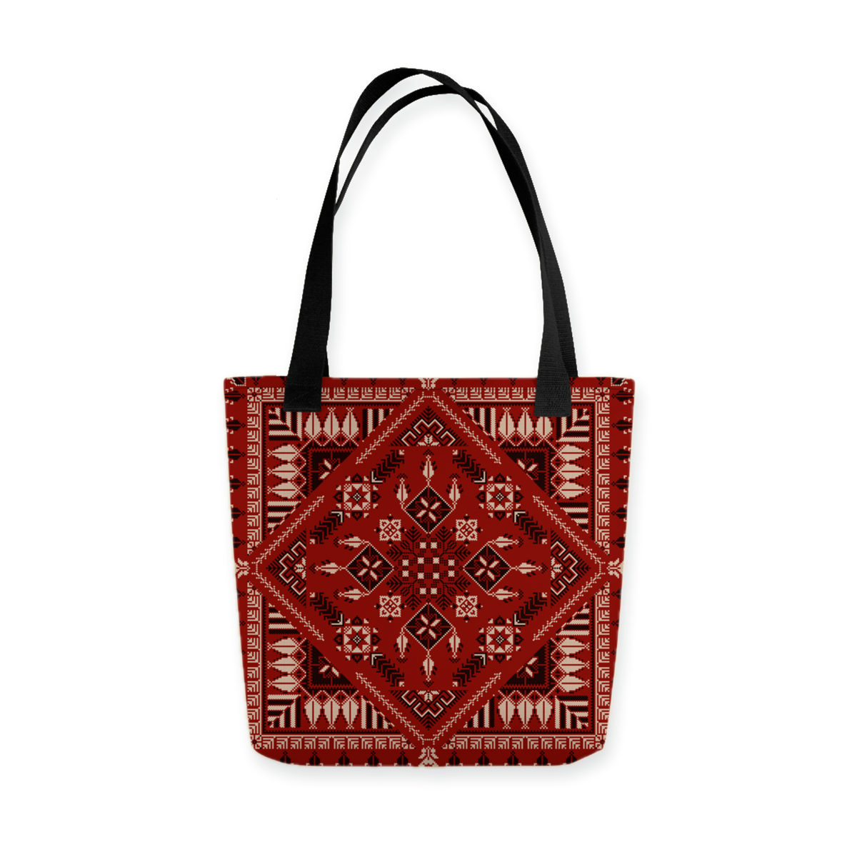 Spacious Tote Bag – Vibrant Red Art Pattern